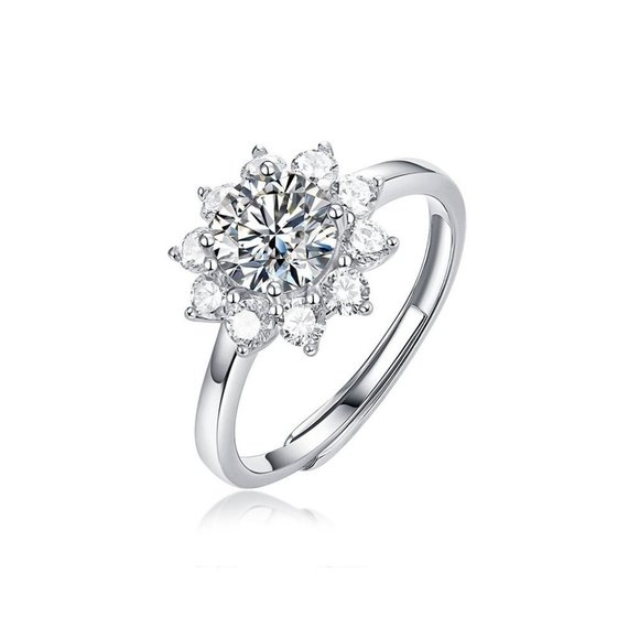Certified 1ct. t.w. Moissanite Diamond Sunflower Ring NEW - Picture 6 of 13